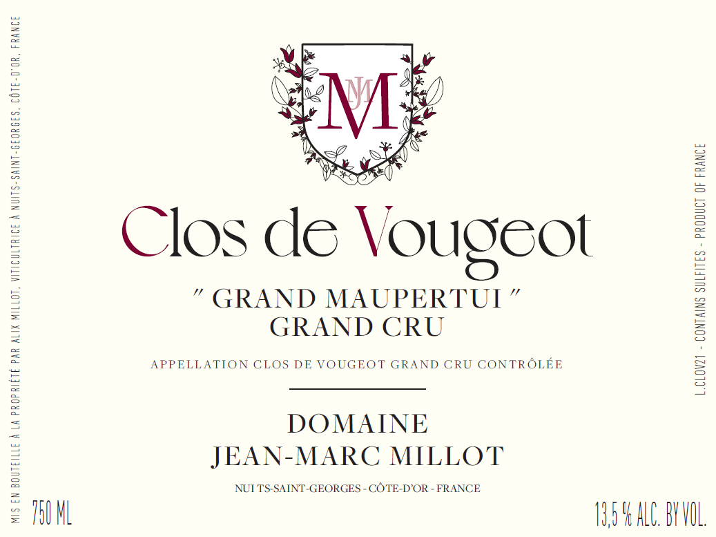 Clos De Vougeot Grand Cru "Grand Maupertui", Domaine Jean-Marc Millot 2022