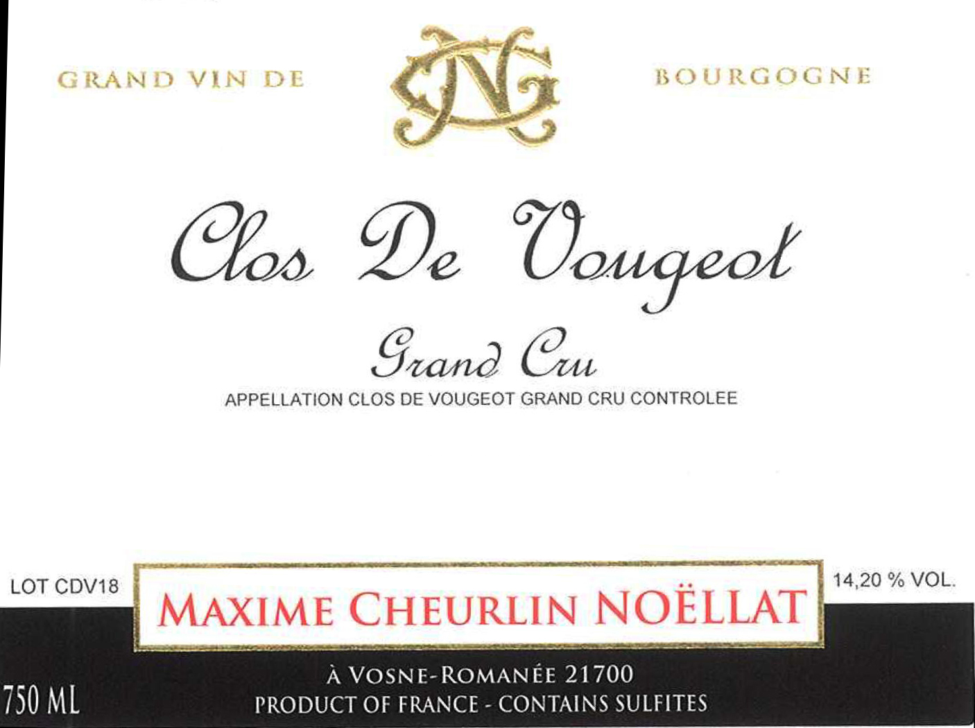 Clos de Vougeot Grand Cru, Maxime Cheurlin Noellat 2022