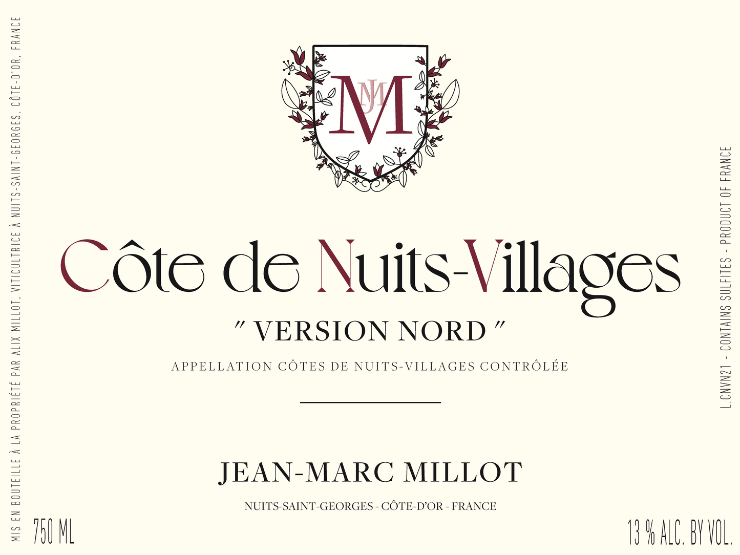 Cote de Nuits Villages "Version Nord", Jean-Marc Millot 2022