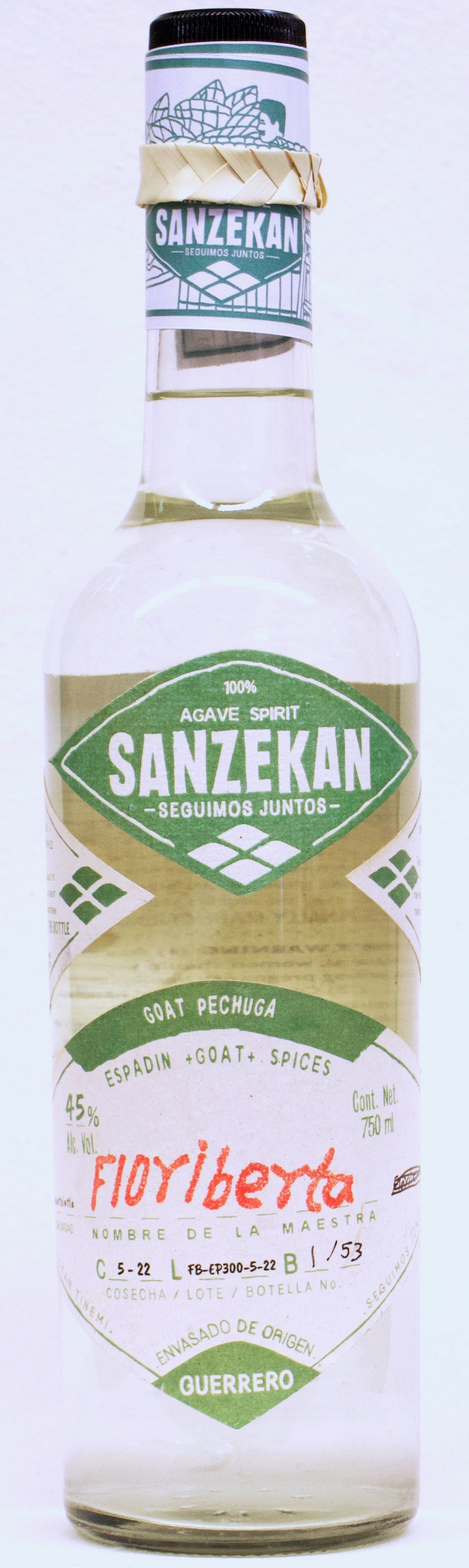 Destilado de Agave, Espadin Goat Pechuga, 'Floriberta Barranca', Sanzekan