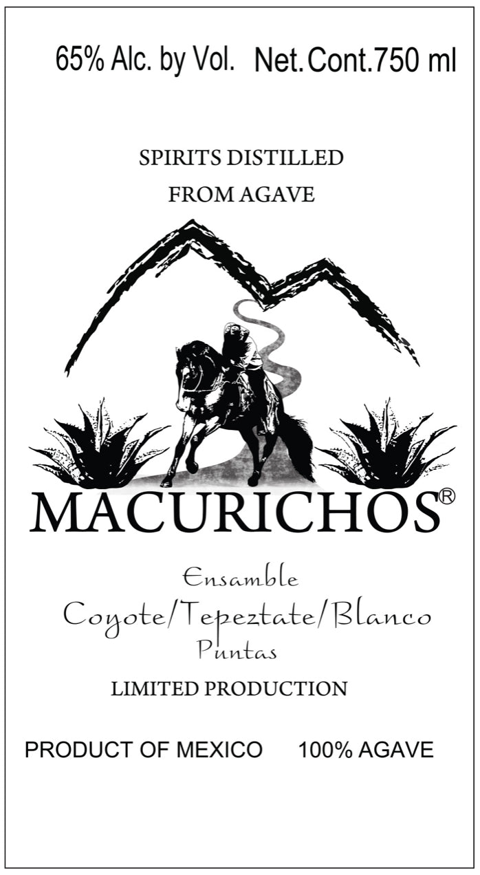 Destilado de Agave, Puntas Ensamble, Coyote/Tepeztate/Maguey Blanco, Macurichos