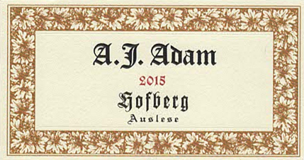 Dhron Hofberg Riesling Auslese Goldkap, A.J. Adam 2023