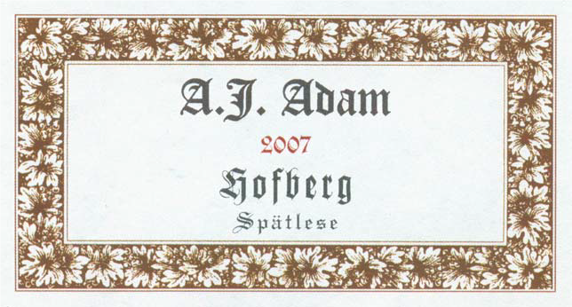 Dhron Hofberg Riesling Spatlese, A.J. Adam 2024