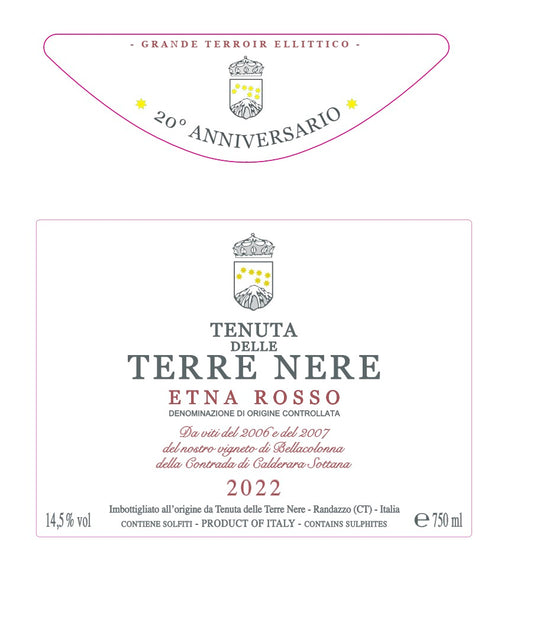 Etna Rosso 'Anniversario - Calderara Sottana', Terre Nere [Strapped] 2022