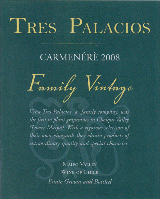 Carmenere, 'Family Vintage', Tres Palacios