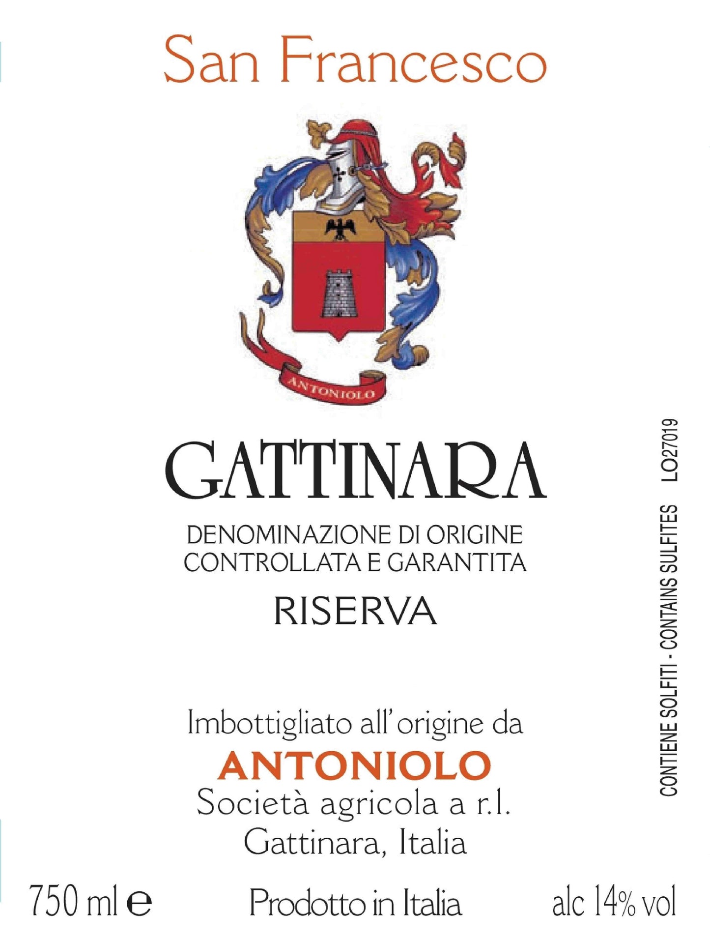 Gattinara Riserva 'San Francesco', Antoniolo 2019