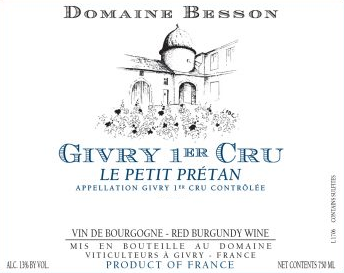 Givry Rouge 1er "Le Petit Pretan", Domaine Besson 2023