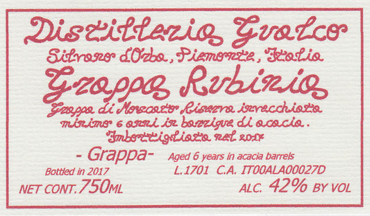 Grappa Rubinia, Distilleria Gualco