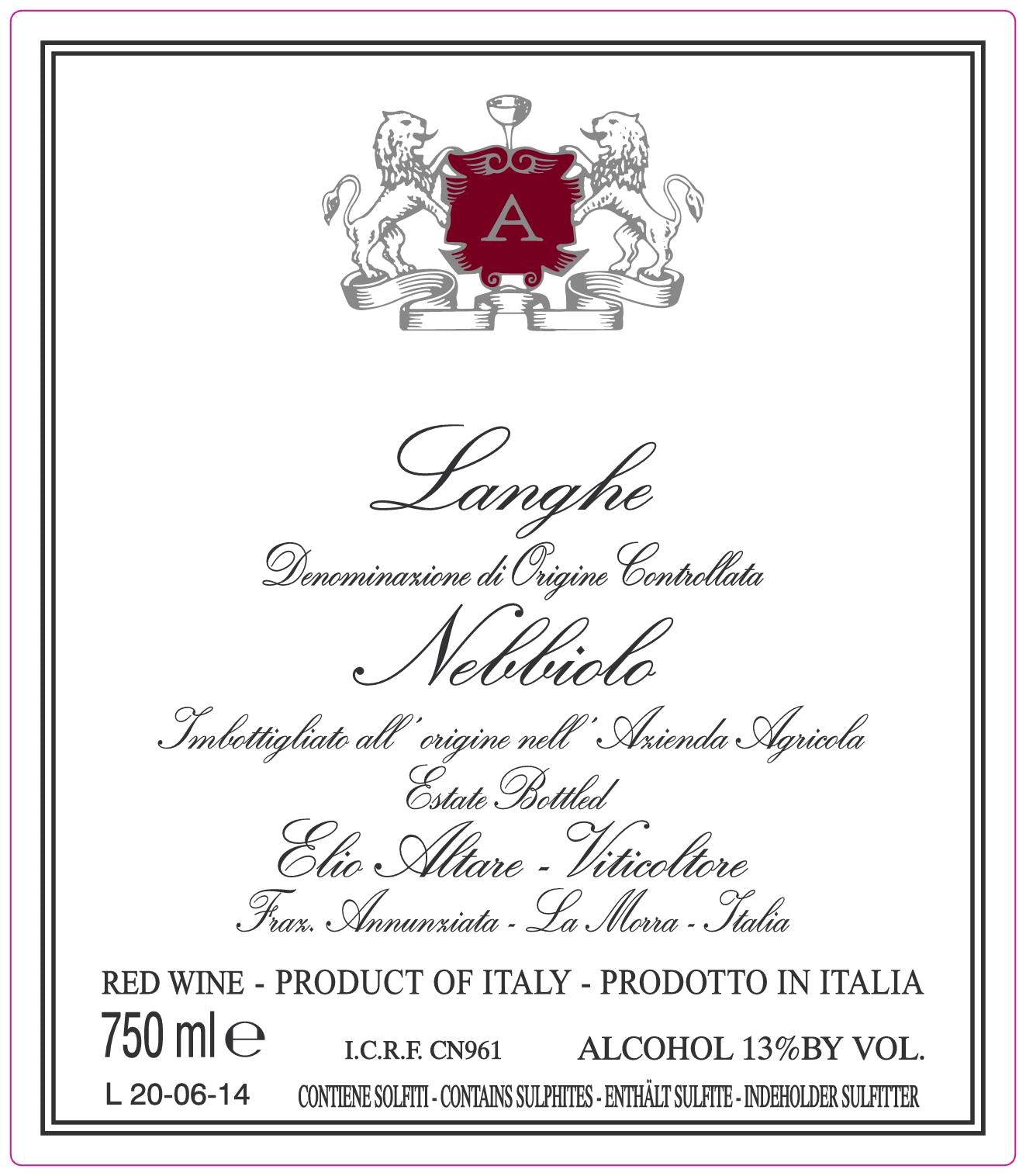 Langhe Nebbiolo, Altare 2024