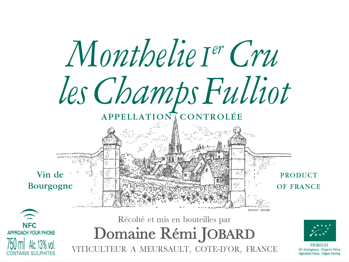 Monthelie Blanc 1er "Les Champs Fulliots" Domaine Remi Jobard [Wood Case] 2022
