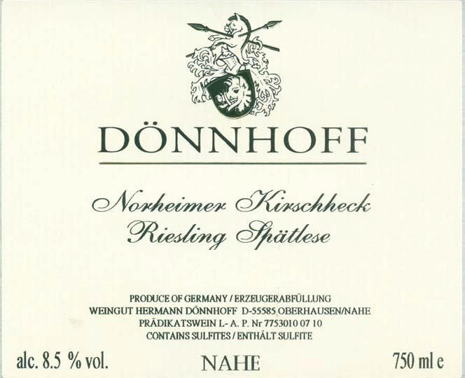 Norheimer Kirschheck Riesling Spatlese, Donnhoff 2022