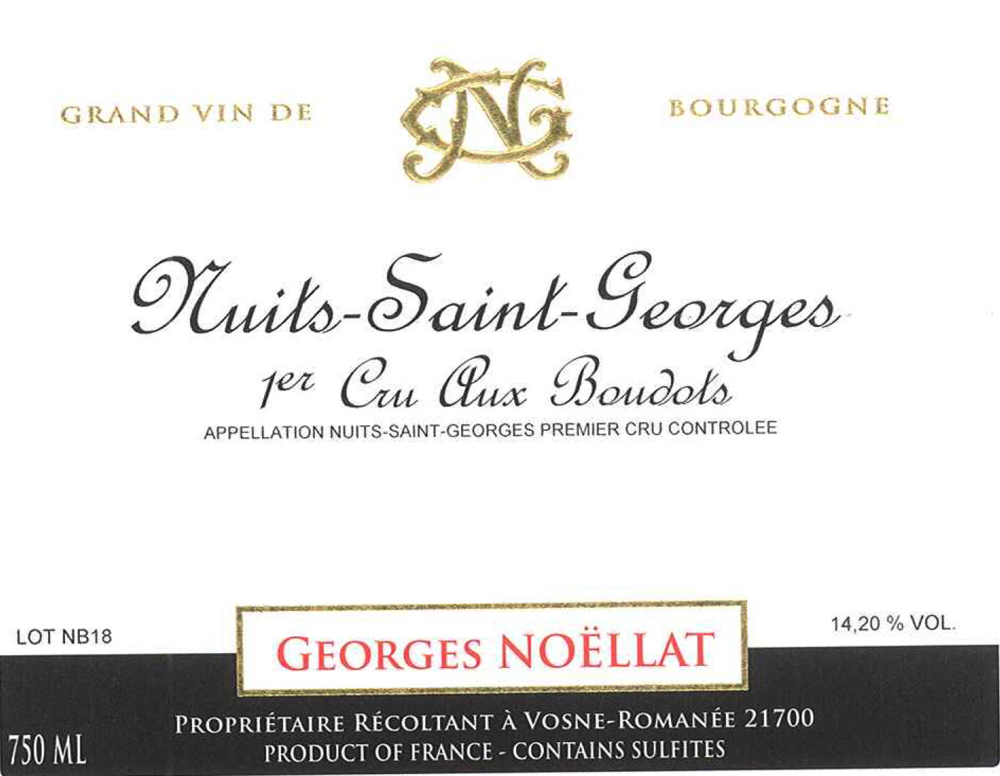 Nuits St. Georges 1er "Aux Boudots", Georges Noellat 2022
