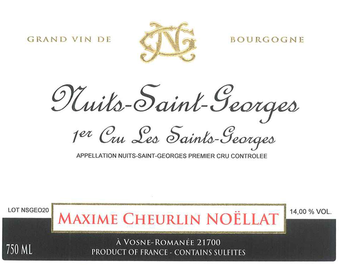 Nuits St. Georges 1er "Les Saint Georges", Maxime Cheurlin Noellat 2022