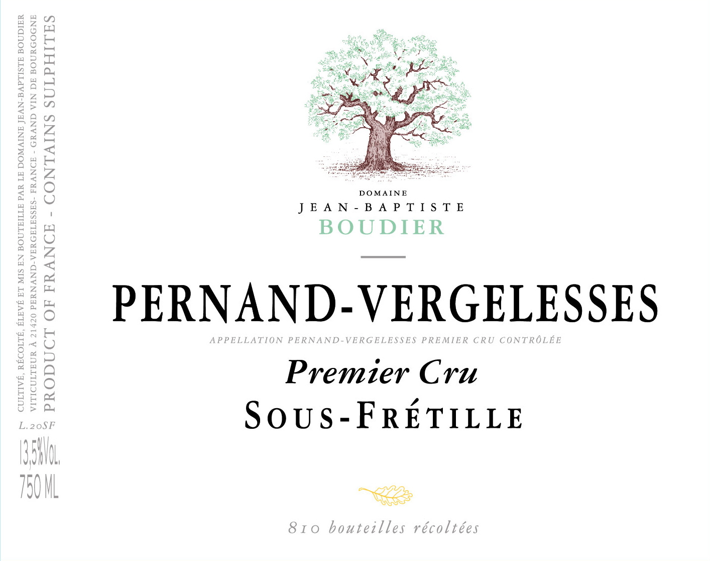Pernand-Vergelesses Blanc 1er "Sous Fretille", Domaine Jean-Baptiste Boudier 2022