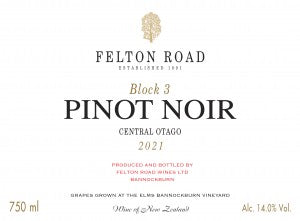 Pinot Noir 'Block 3', Felton Road 2023