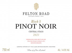 Pinot Noir 'Block 5', Felton Road 2023