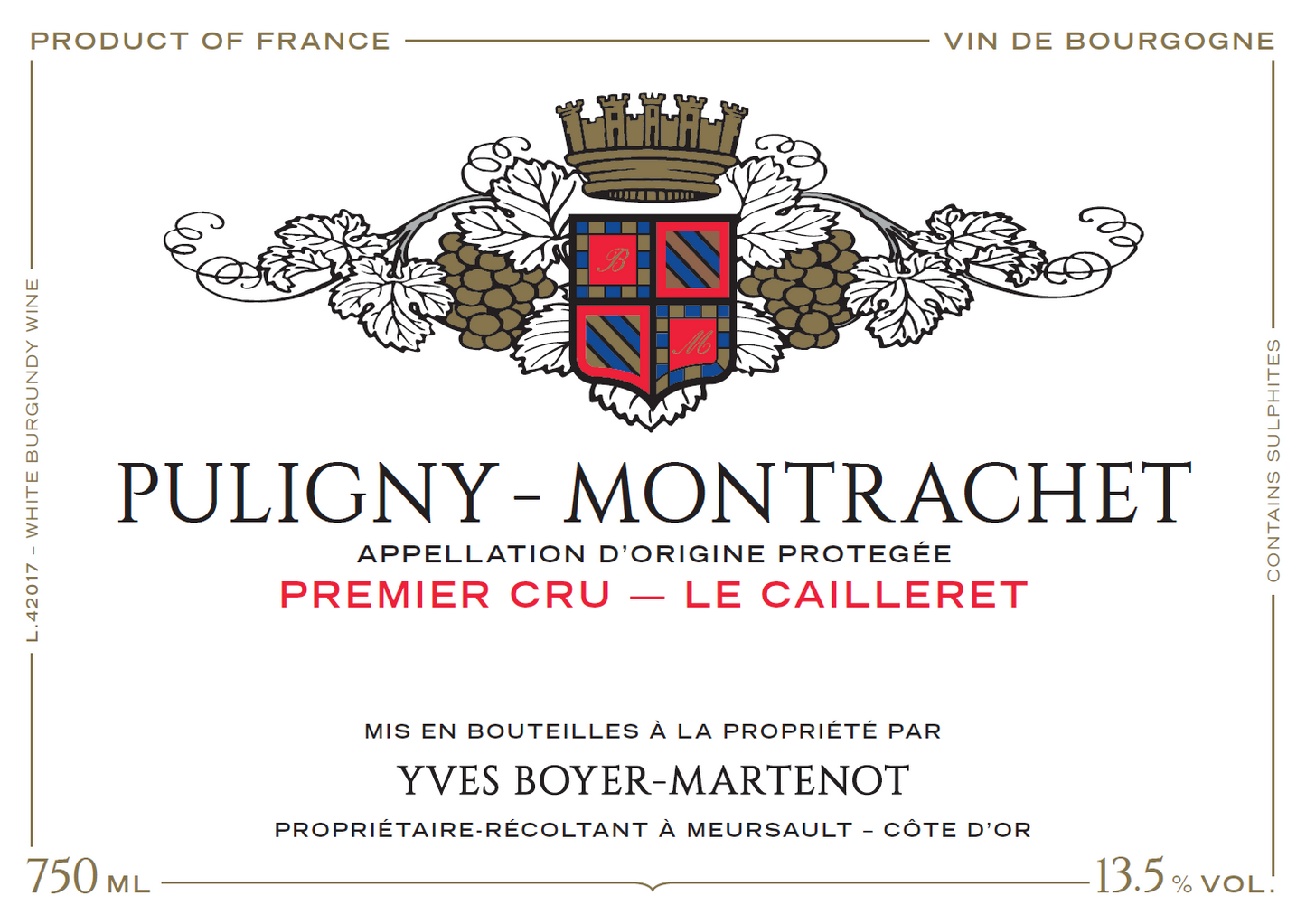 Puligny-Montrachet 1er "Le Cailleret", Boyer-Martenot 2022
