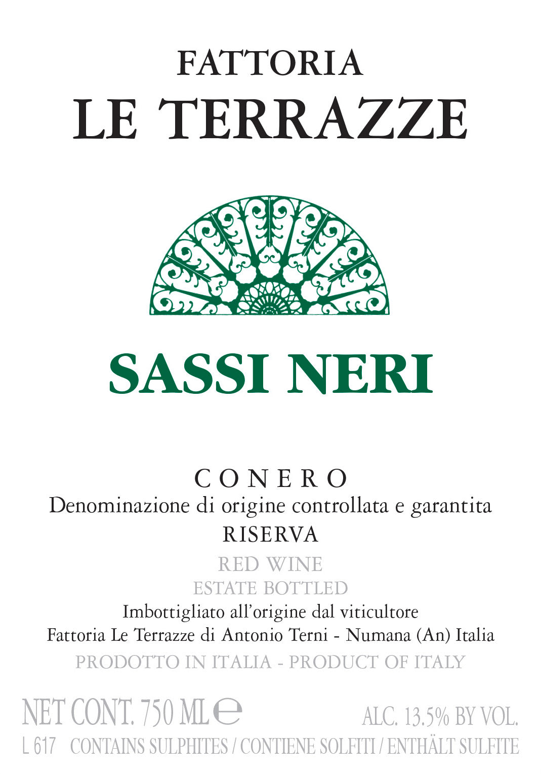 Rosso Conero Riserva 'Sassi Neri', Le Terrazze 2020