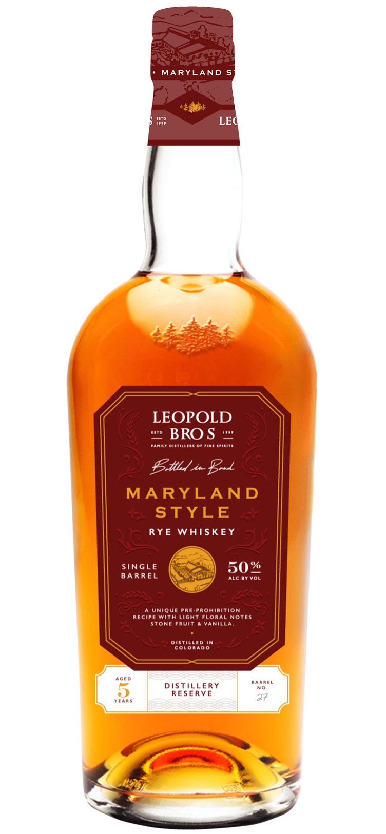 Rye Whiskey, Maryland Style, 5 Year Single Barrel, Leopold Bros