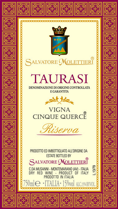 Taurasi Riserva 'Cinque Querce', Salvatore Molettieri 2017
