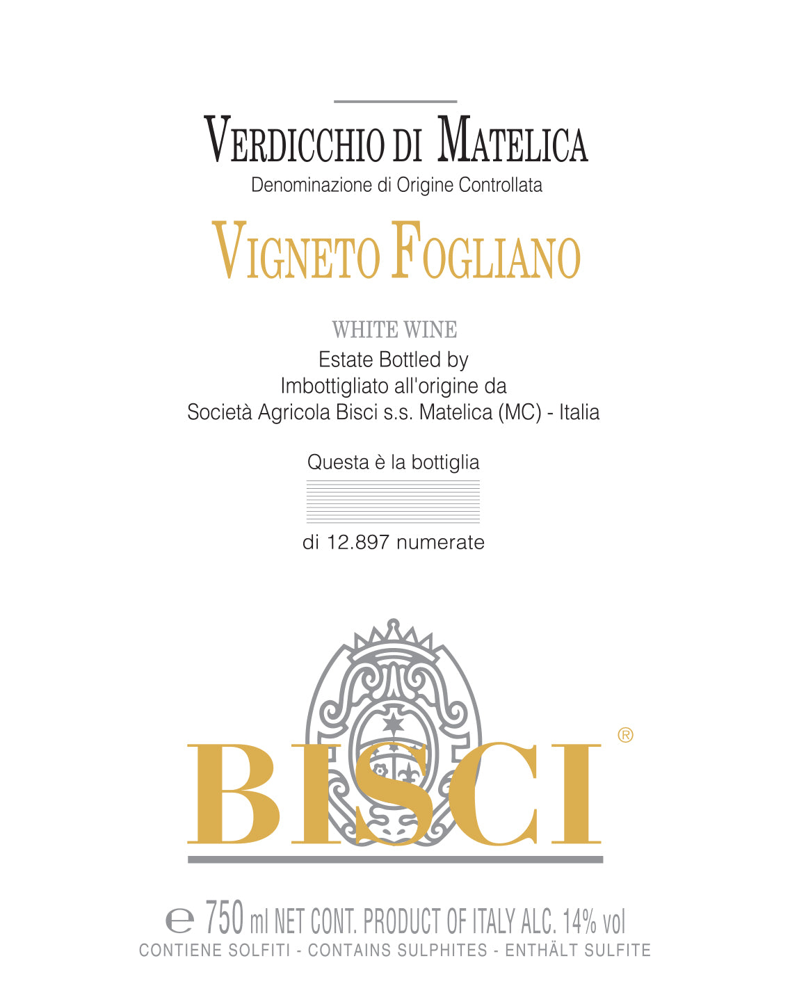 Verdicchio Di Matelica 'Fogliano', Bisci 2022