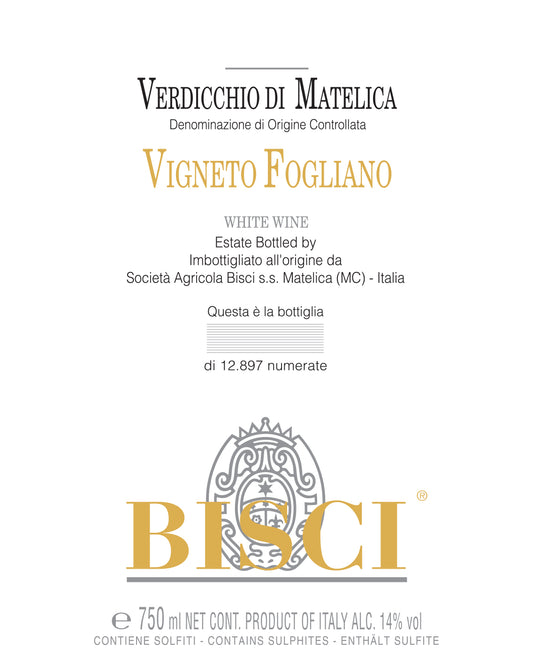 Verdicchio Di Matelica 'Fogliano', Bisci 2022