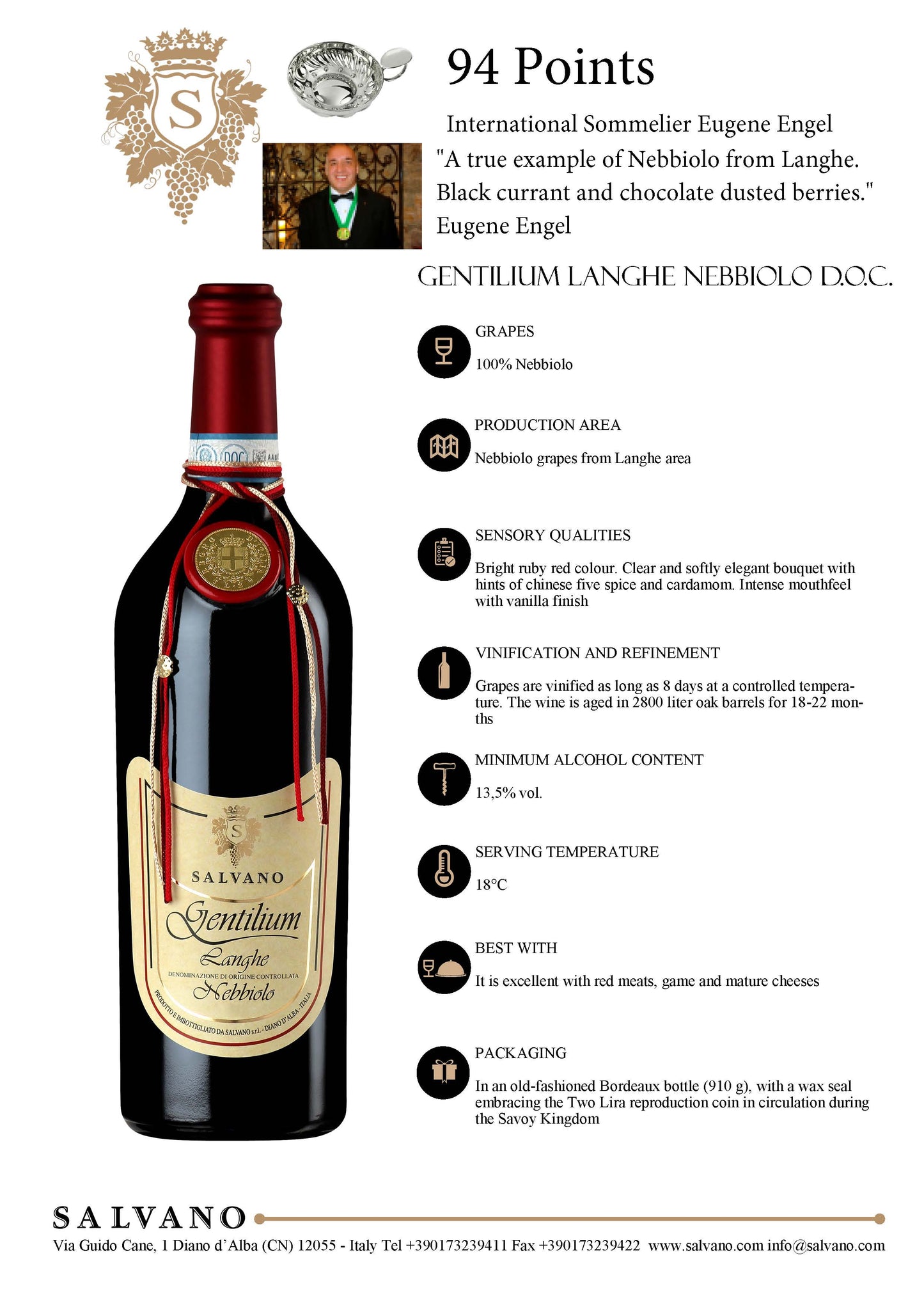 Salvano "Gentilium" Langhe Nebbiolo D.O.C. 2018