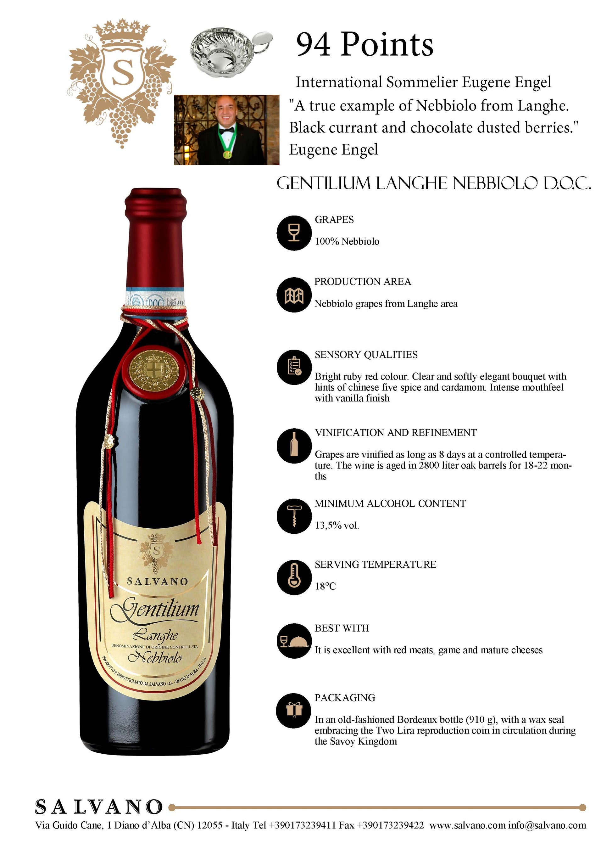 Salvano "Gentilium" Langhe Nebbiolo D.O.C. 2018