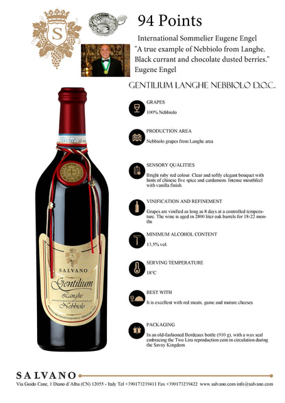 Salvano "Gentilium" Langhe Nebbiolo D.O.C. 2018