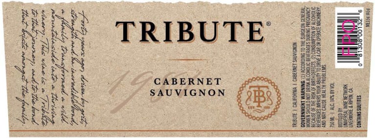 Tribute Benziger Cabernet Sauvignon 2016