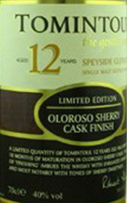 Tomintoul Scotch Single Malt 12 Year Oloroso Cask Finish